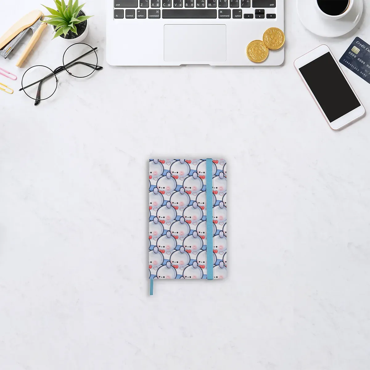 Happy Snowman Printed Leatherette Paper Notebook