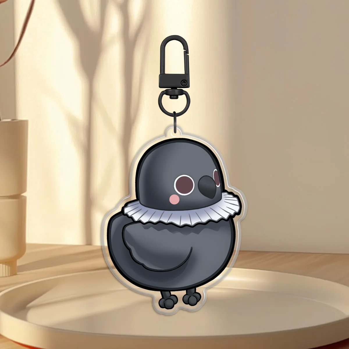 Grumpy Crow Rounding Clear Acrylic Keychain