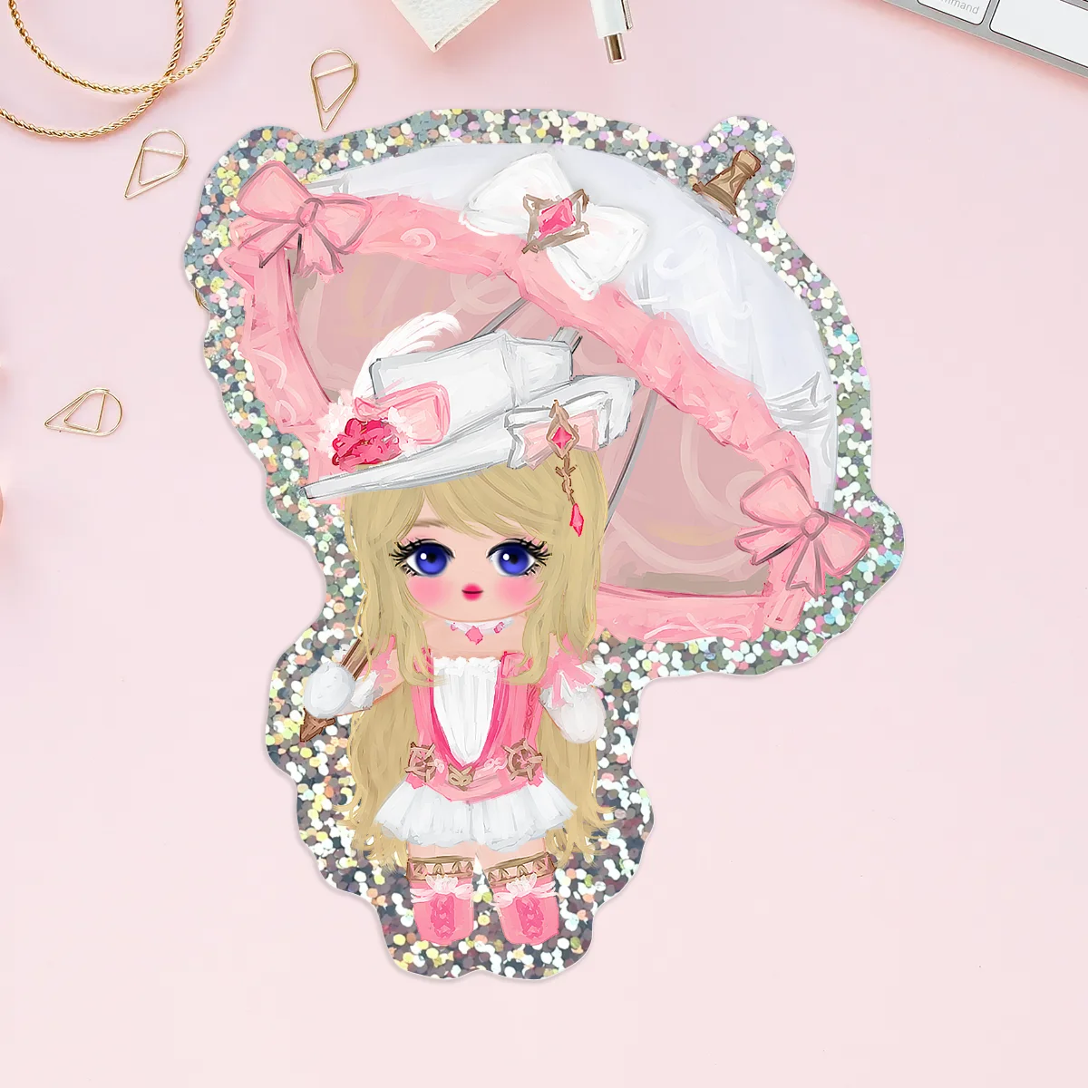 Pink Navia - Glitter Stickers (5 pcs)