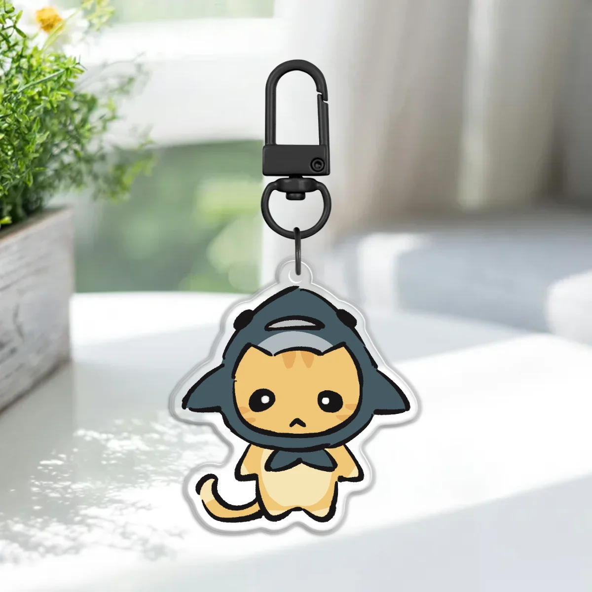 Shark Kitty Epoxy Acrylic Charm Keychain