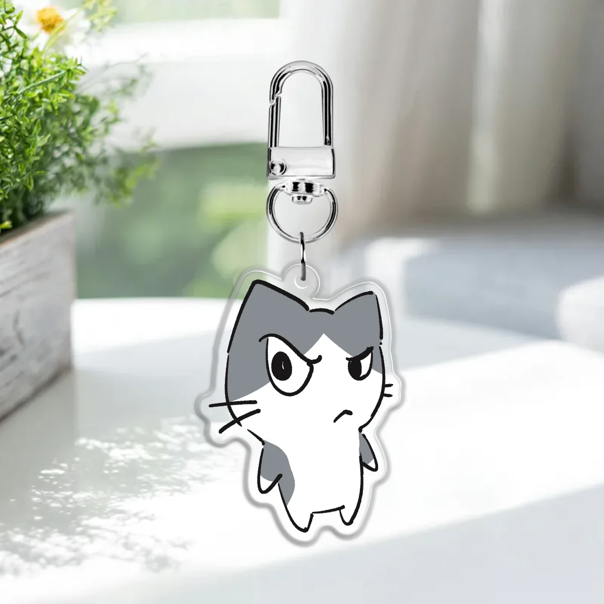 Side Eye Silly Kitty Epoxy Acrylic Charm Keychain