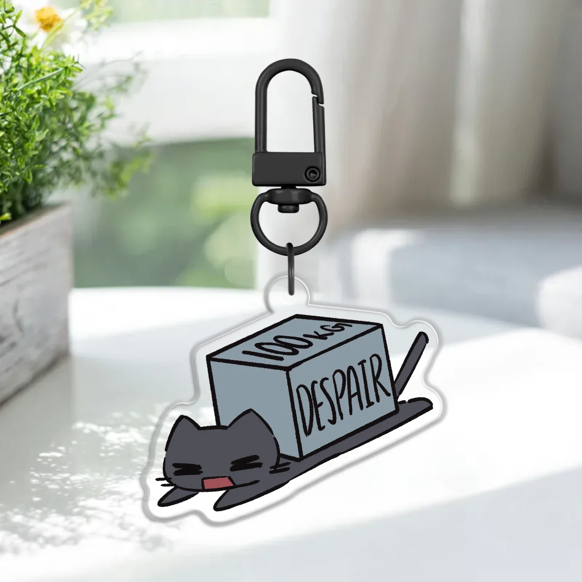 Despair Silly Kitty Epoxy Acrylic Charm Keychain