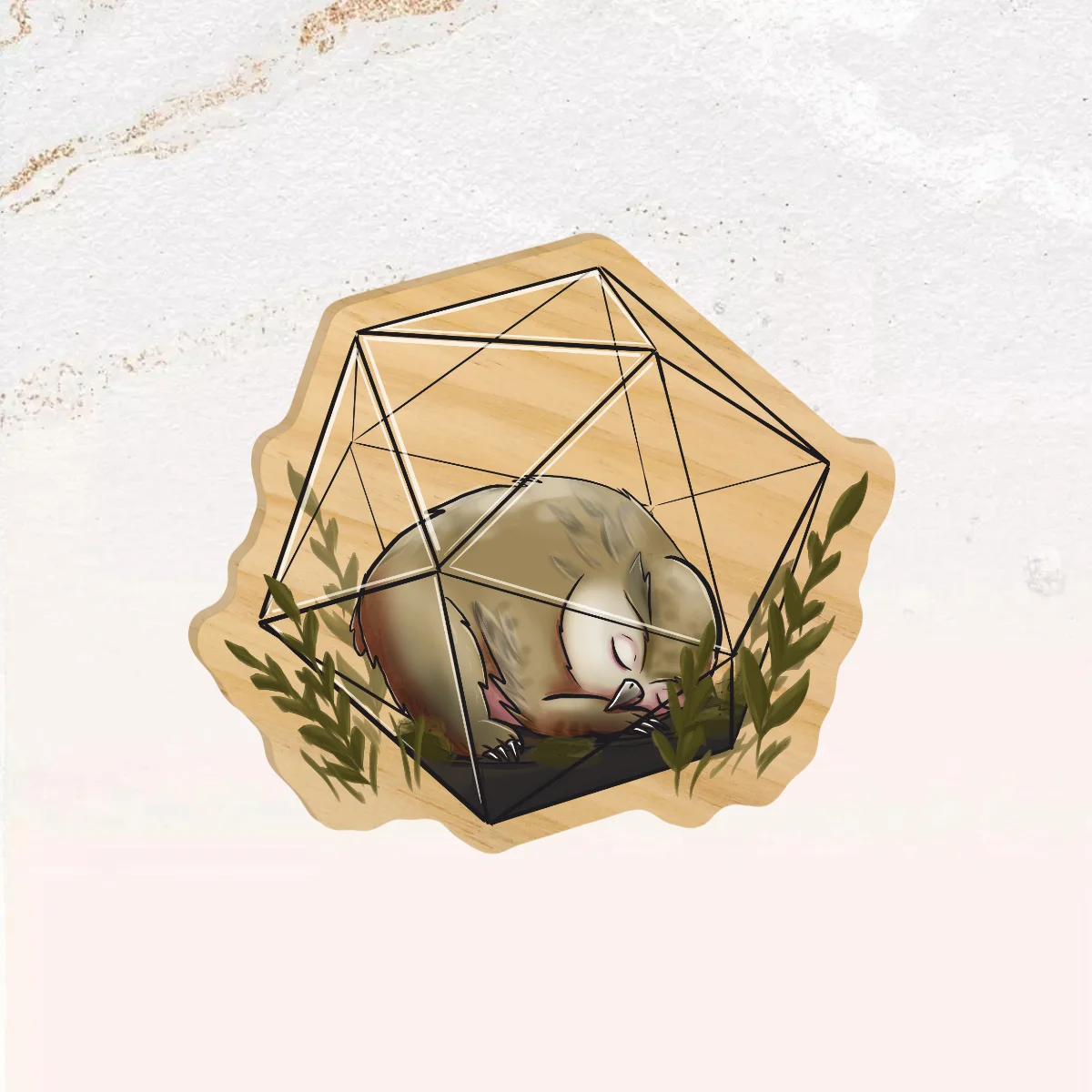 Owlbear Natural Wooden Pin Badges