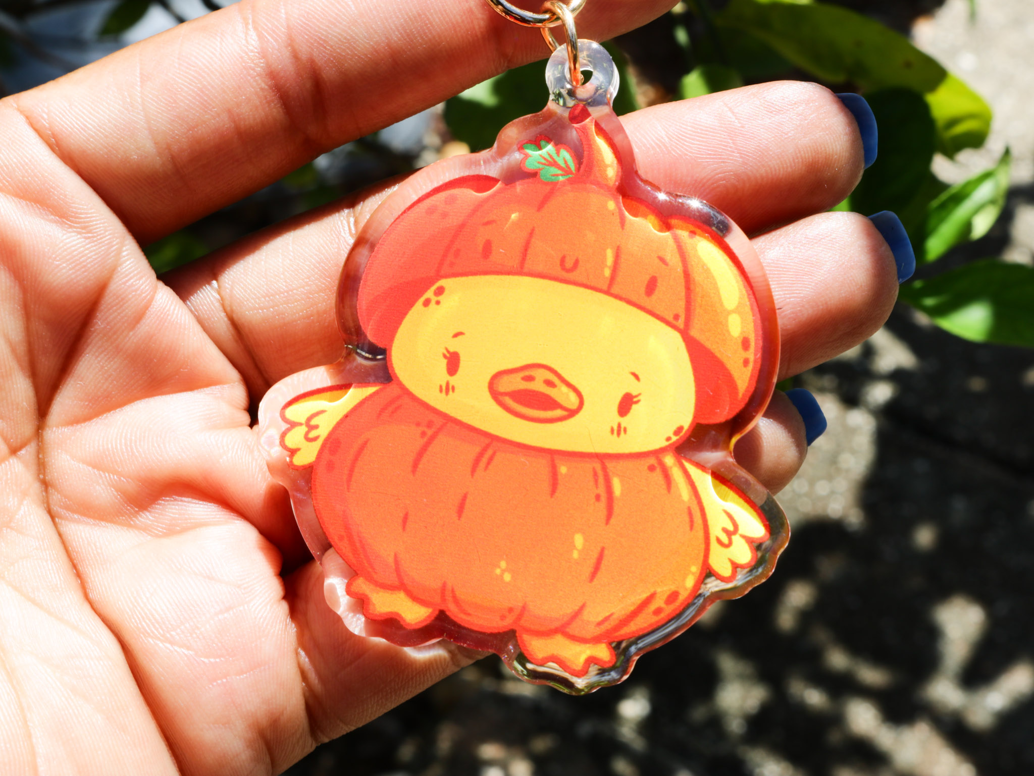 Pumpkin Duck Double-Sided Epoxy Keychain