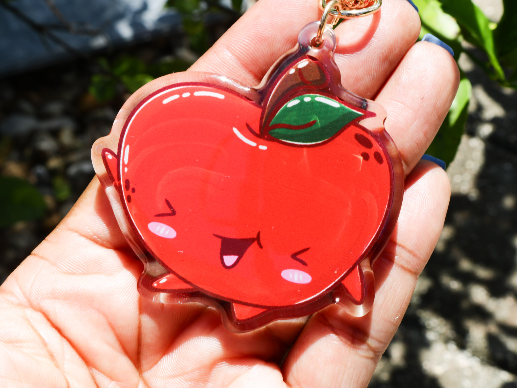 Dancing Apple Epoxy Keychain