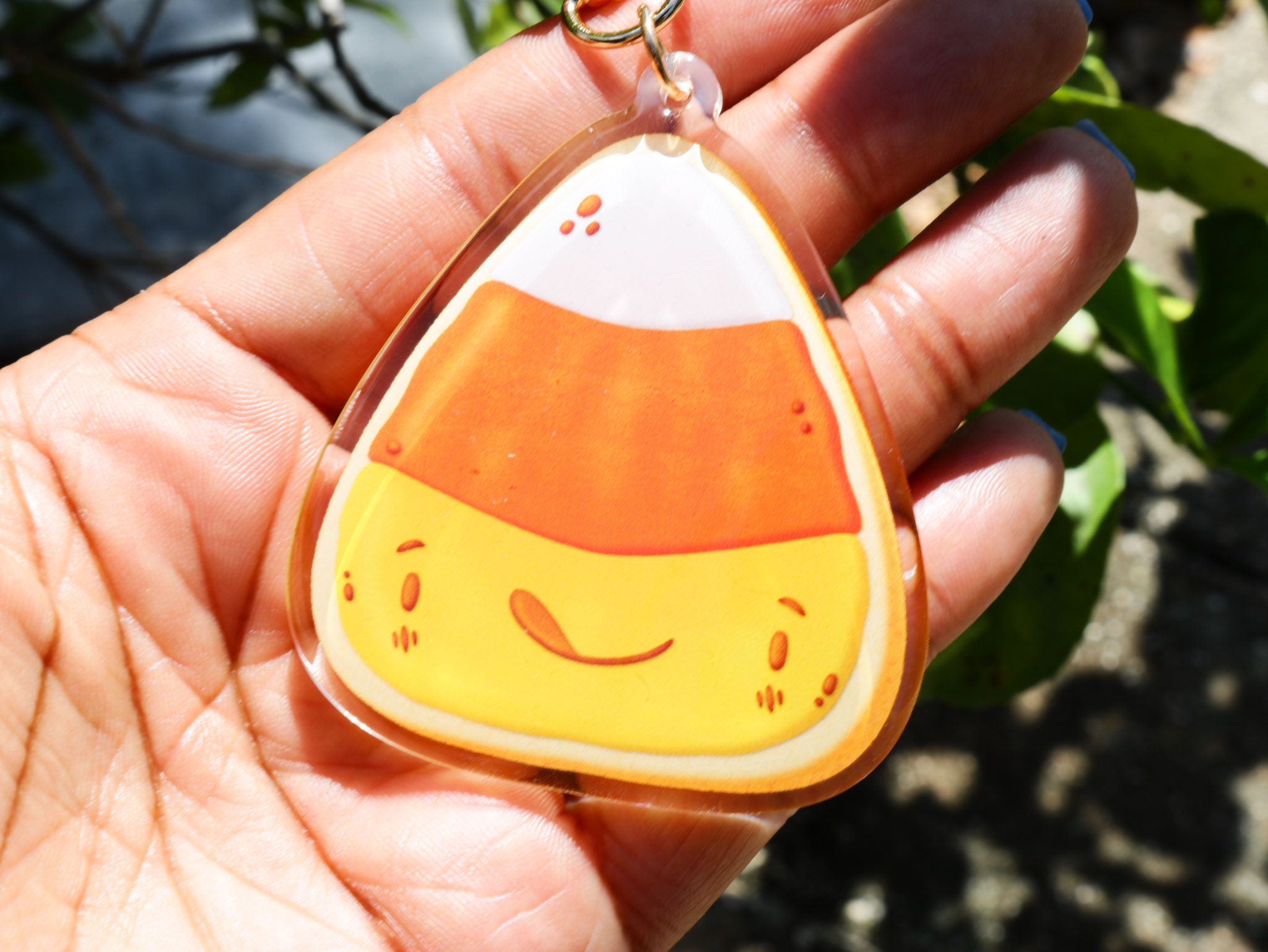 Candy Corn Cookie Epoxy Keychain
