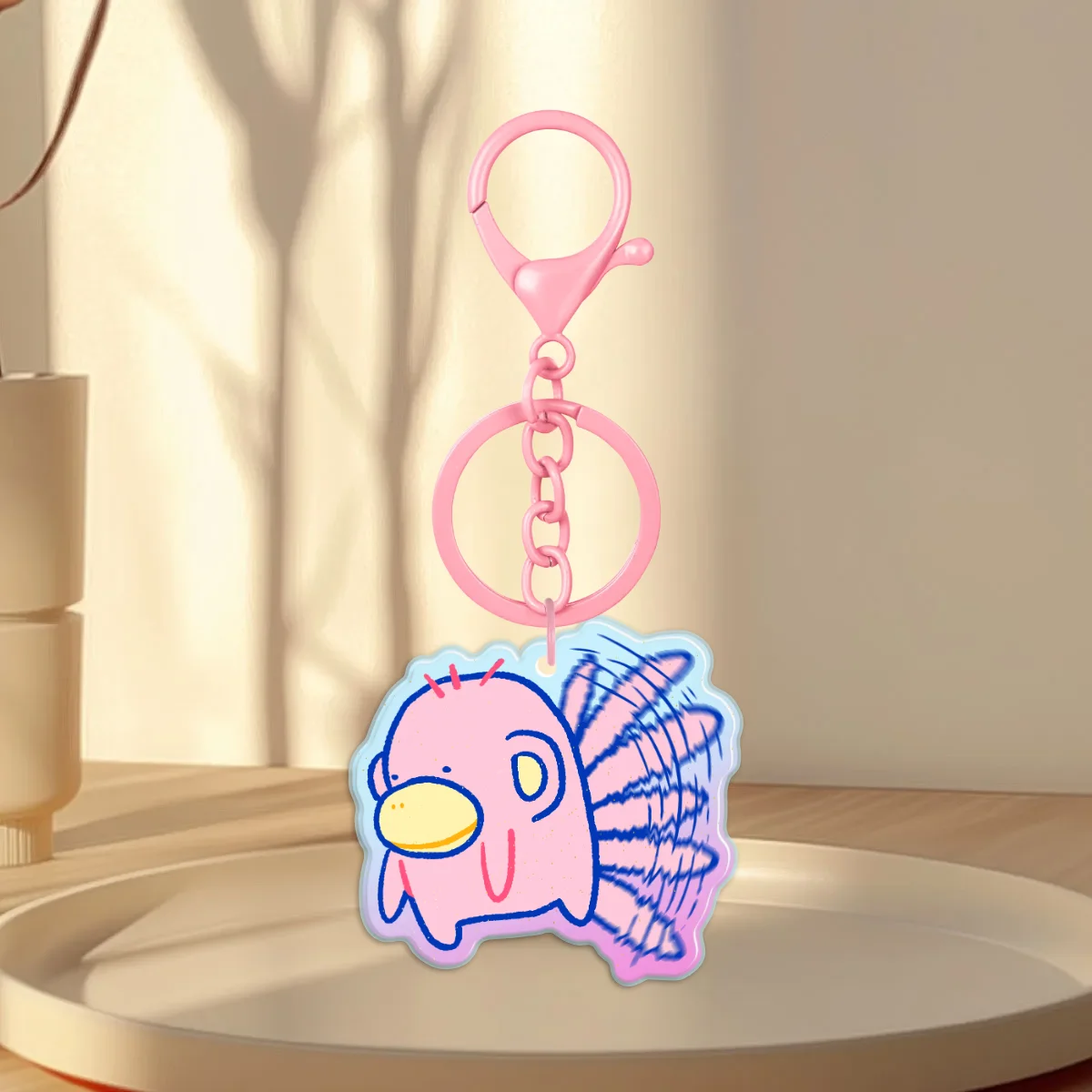Pink Flying Monkeycopter Rainbow Acrylic Charms