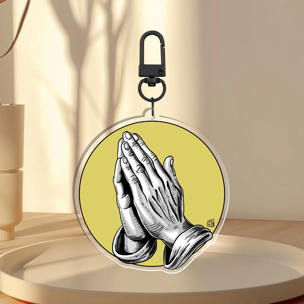 Praying Hands Clear Acrylic Keychain