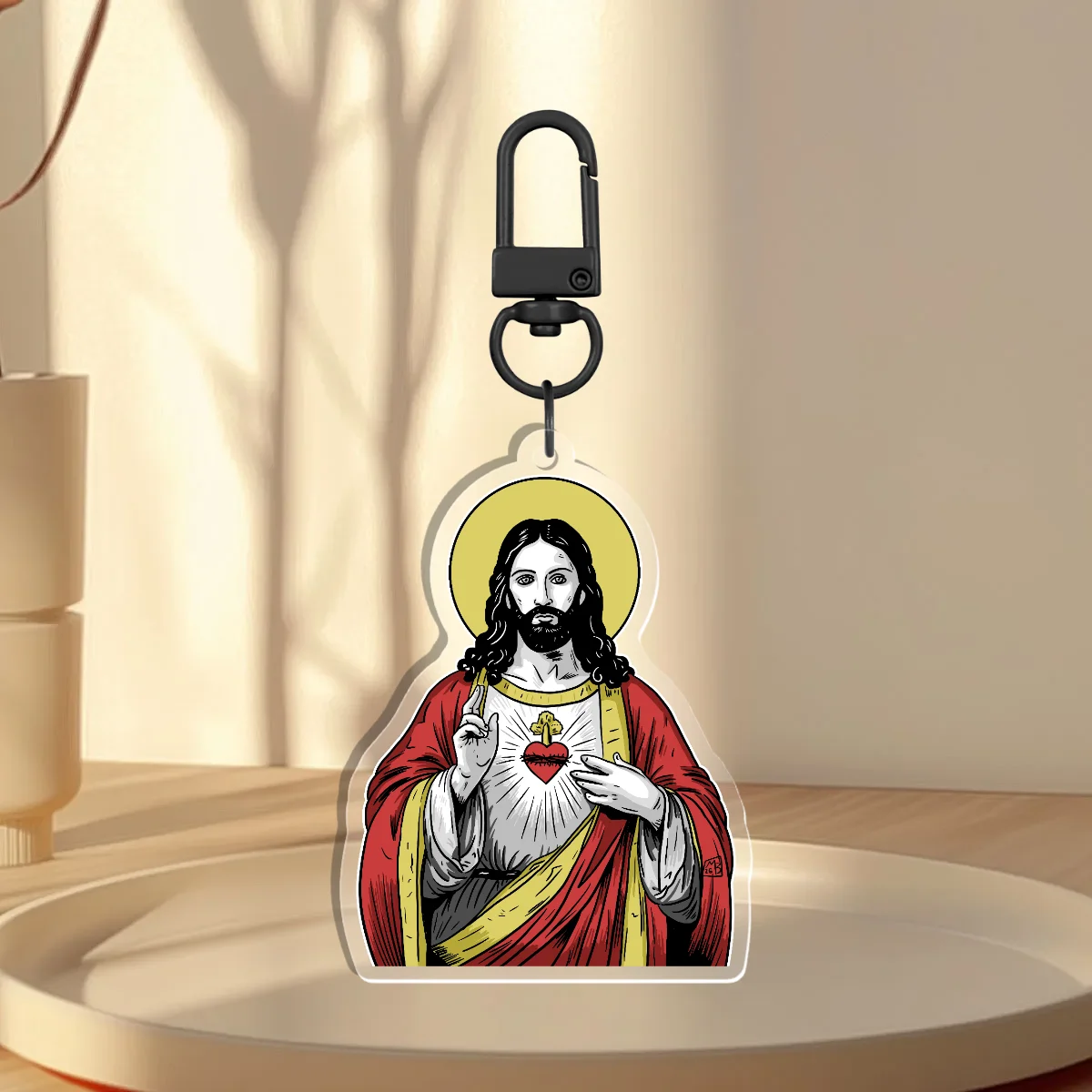Jesus Sacred Heart Clear Acrylic Keychain