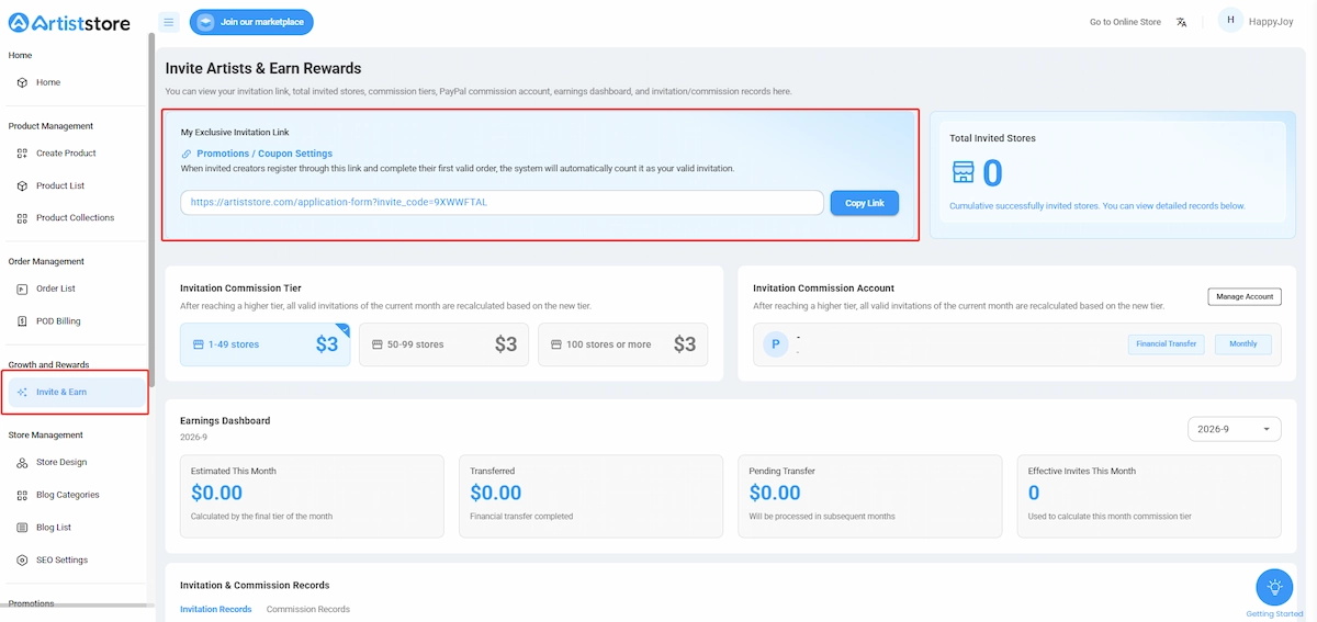ArtistStore Creator Referral Program