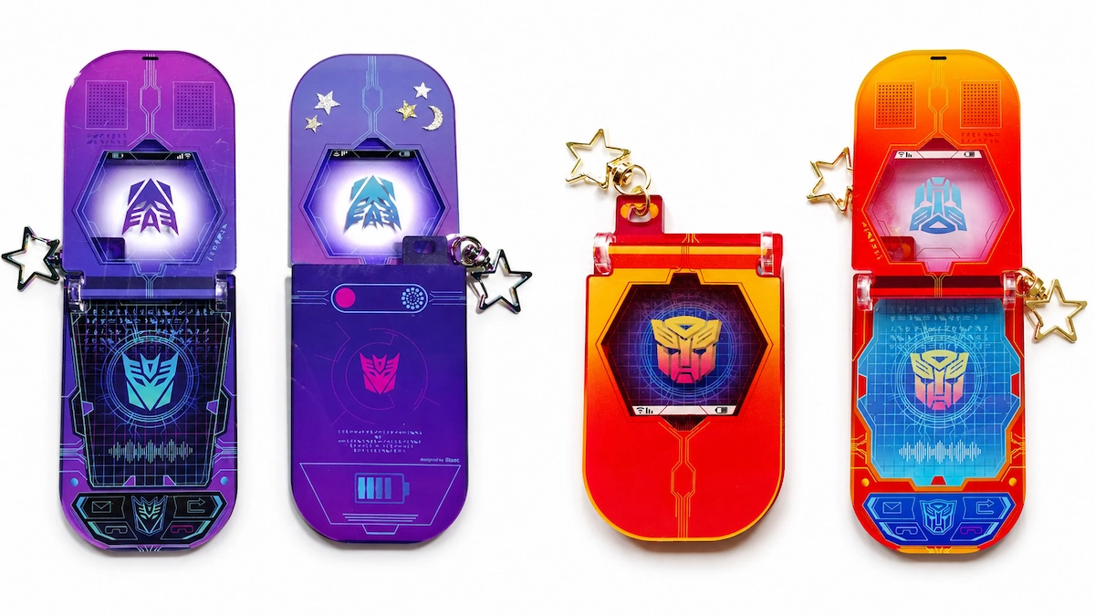 Decepticon and Autobot FlipPhone keychains