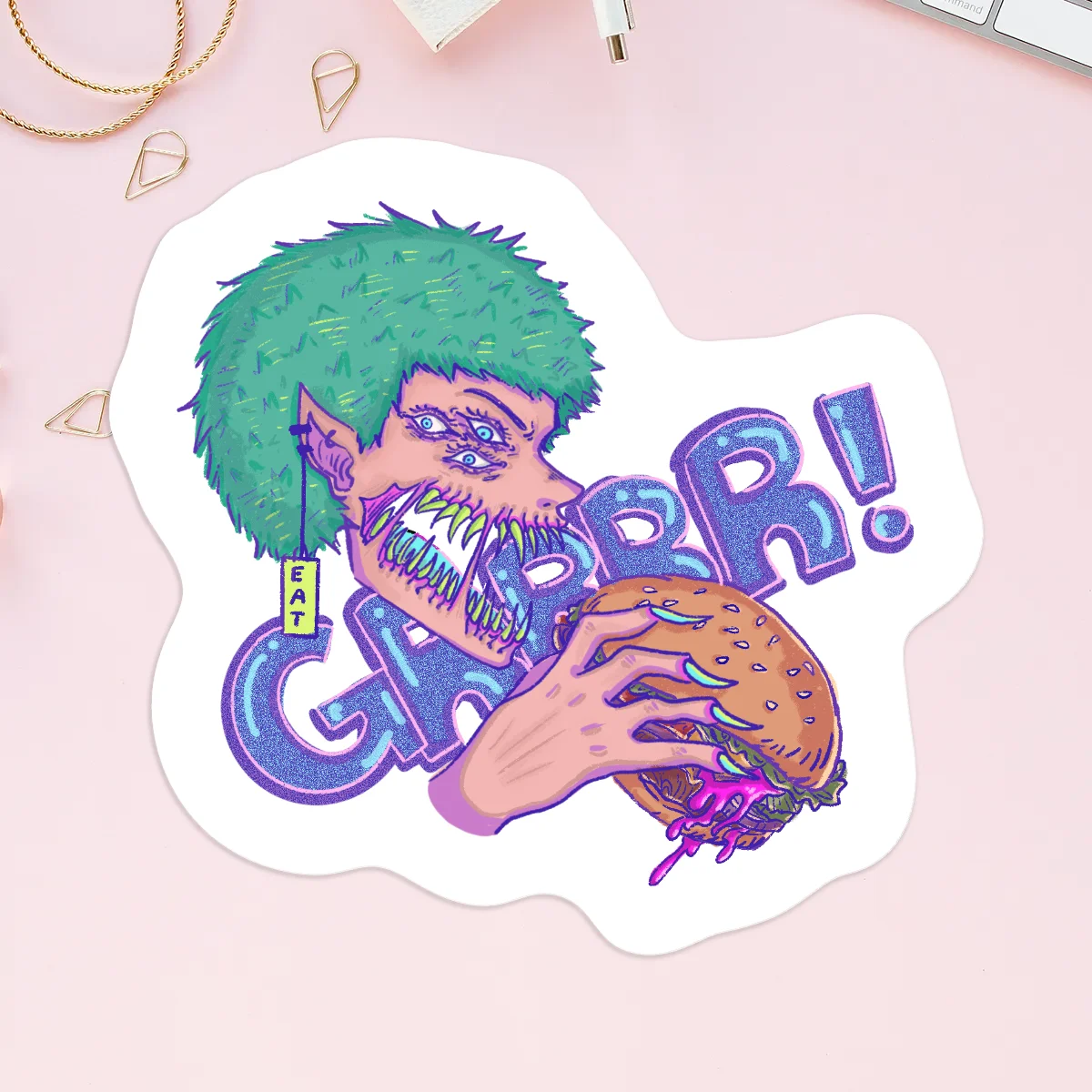 Monster GRR Vinyl Stickers x5