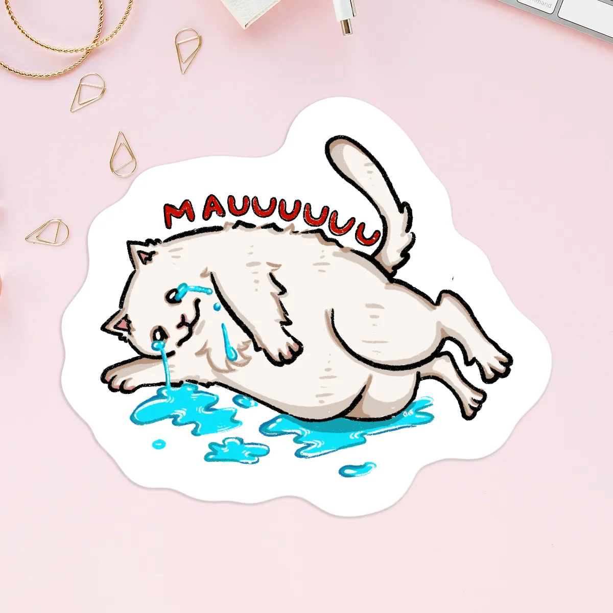 Sad Kitty Vinyl Stickers x5