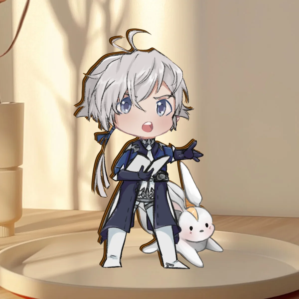 FFXIV Alphinaud Scholar with Carbuncle Wooden Pin