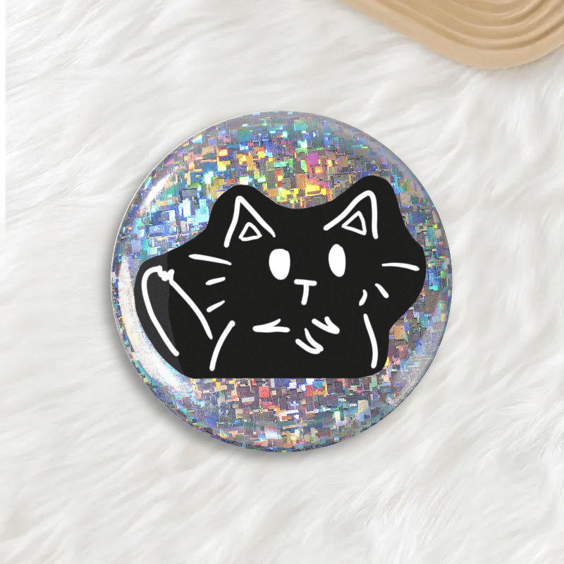 Custom Round Glitter Holographic Button Pins