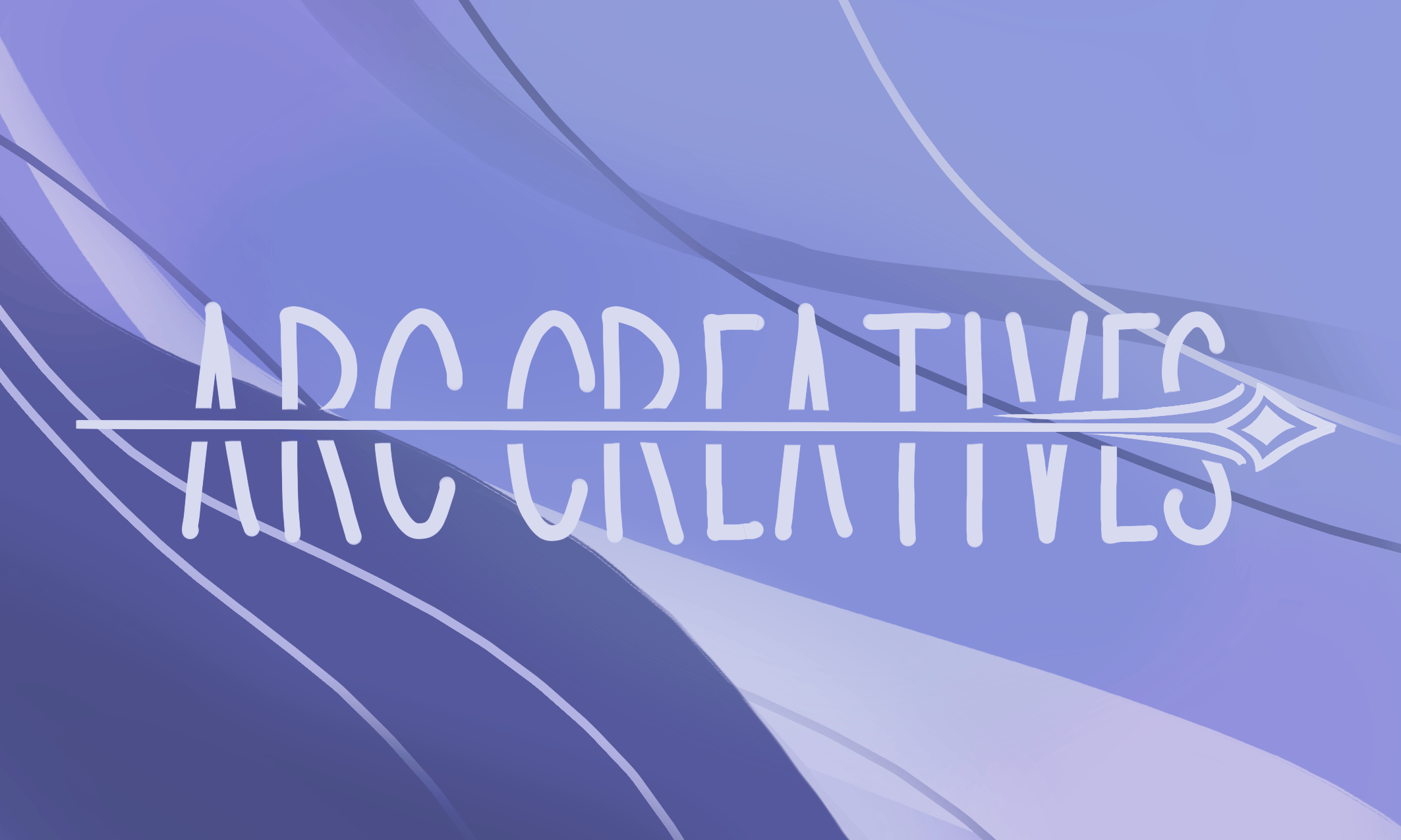 Arc Creatives banner logo with a mix of dark and light blues mixing together in waves.