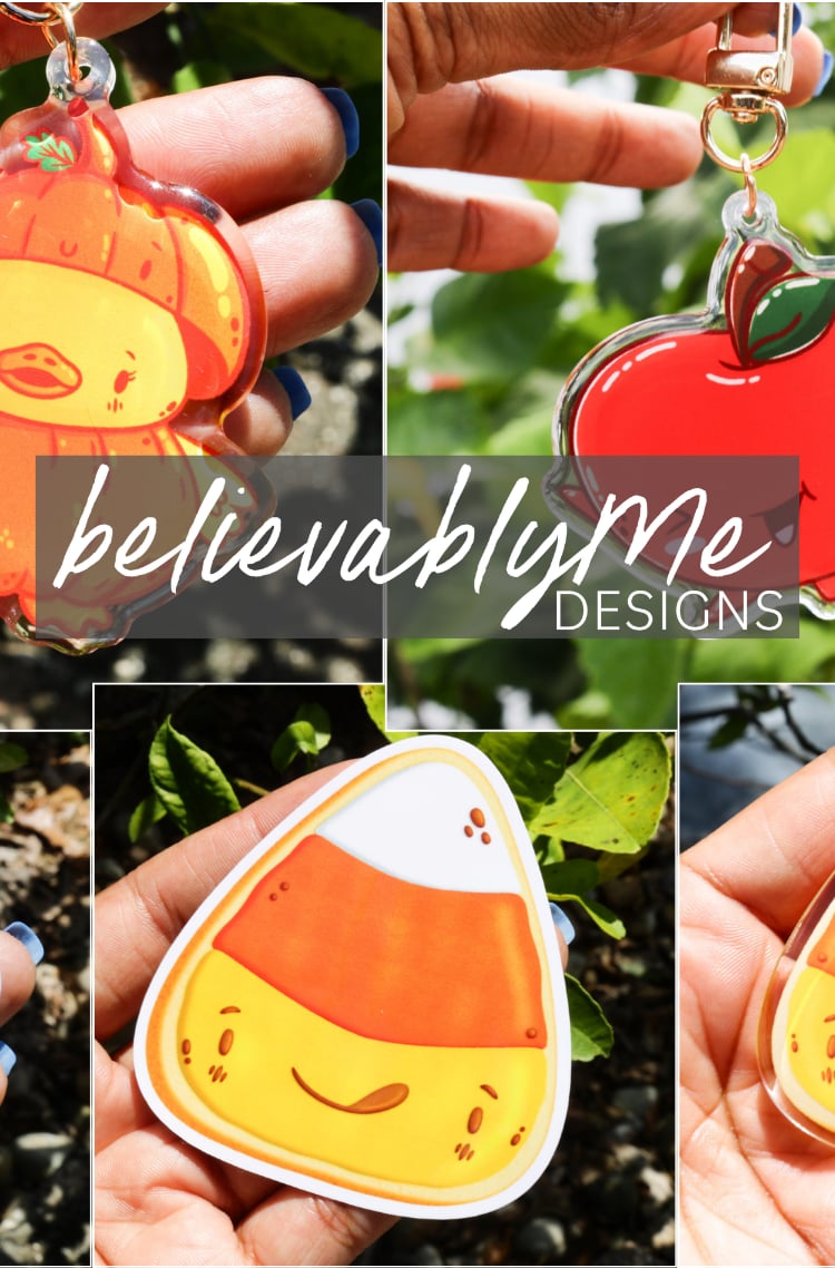 believablyMe Designs cute kawaii stickers and keychains