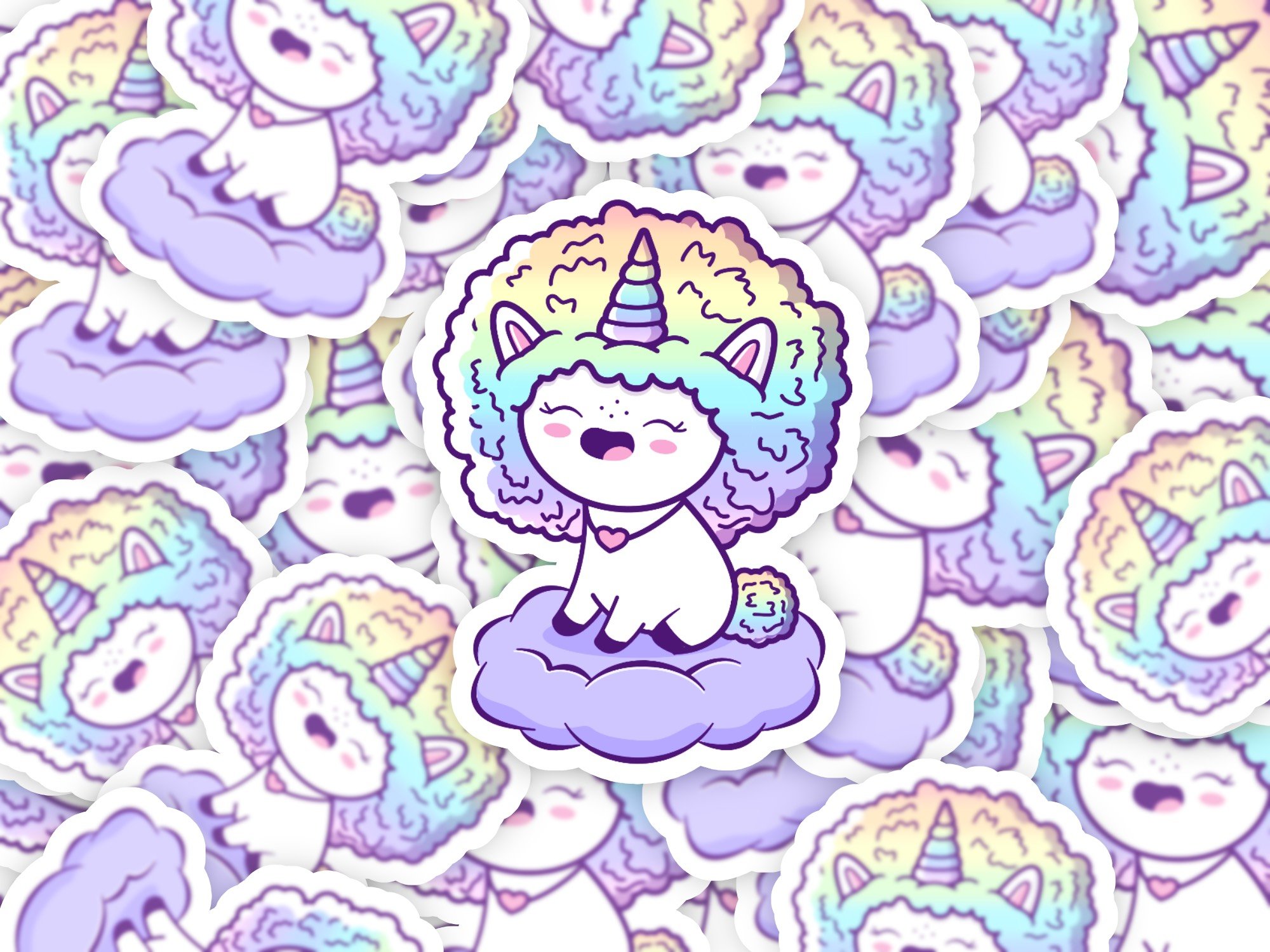 Rainbow Afro Unicorn - Artist Favorite!