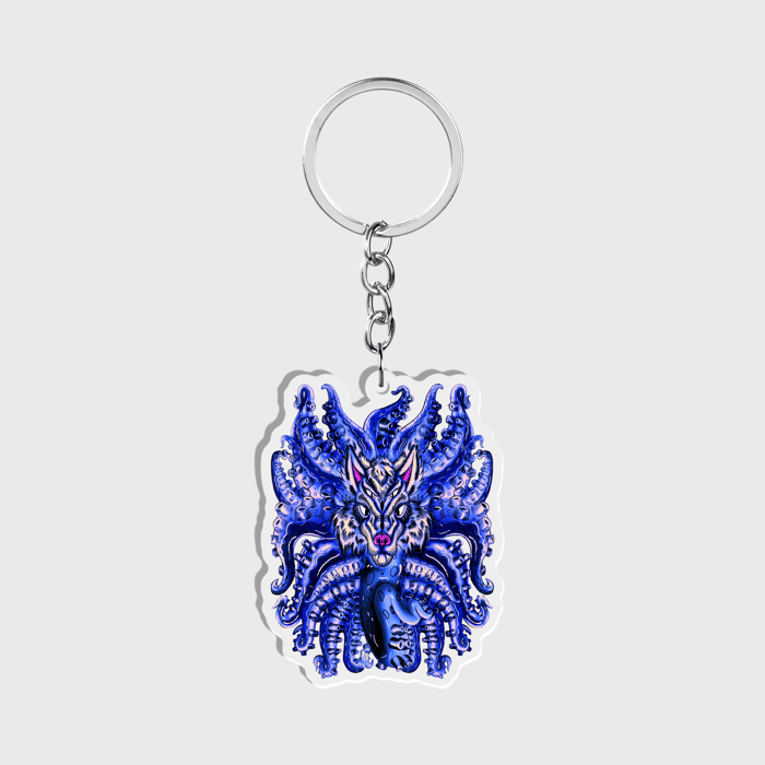 Deep Velvet Blue-Yellow Wolf Tulu Clear Acrylic Keychain