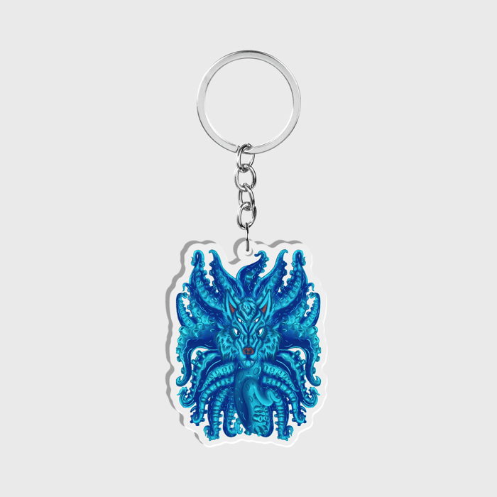 Deep Blue Wolf Tulu Clear Acrylic Keychain