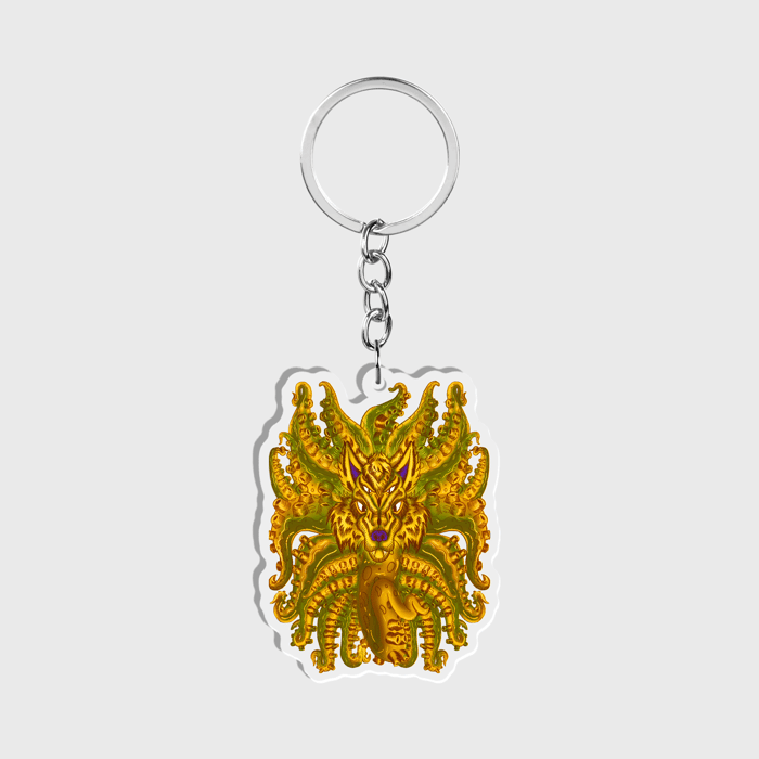 Golden Wolf Tulu Clear Acrylic Keychain