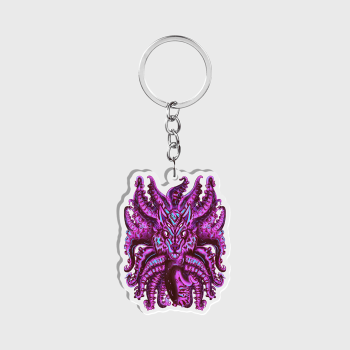 Cotton Candy Wolf Tulu Clear Acrylic Keychain
