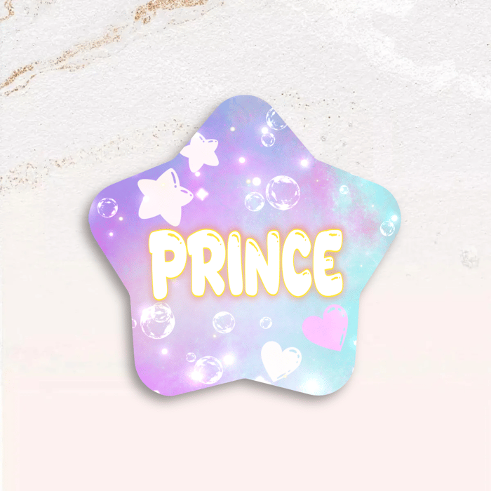 Prince holographic star button pin