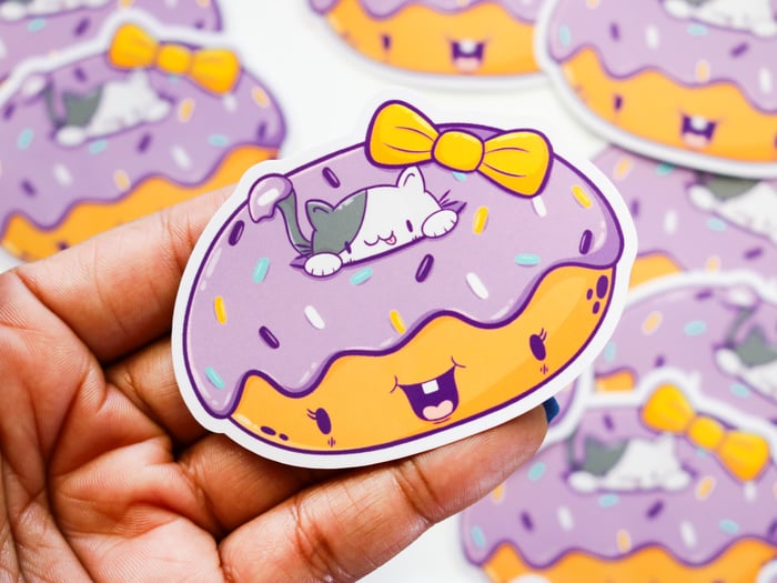 Donut Cat Vinyl Stickers