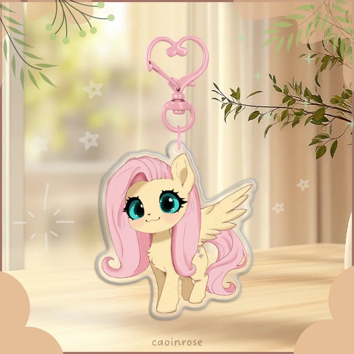 Fluttershy Glitter Keychain