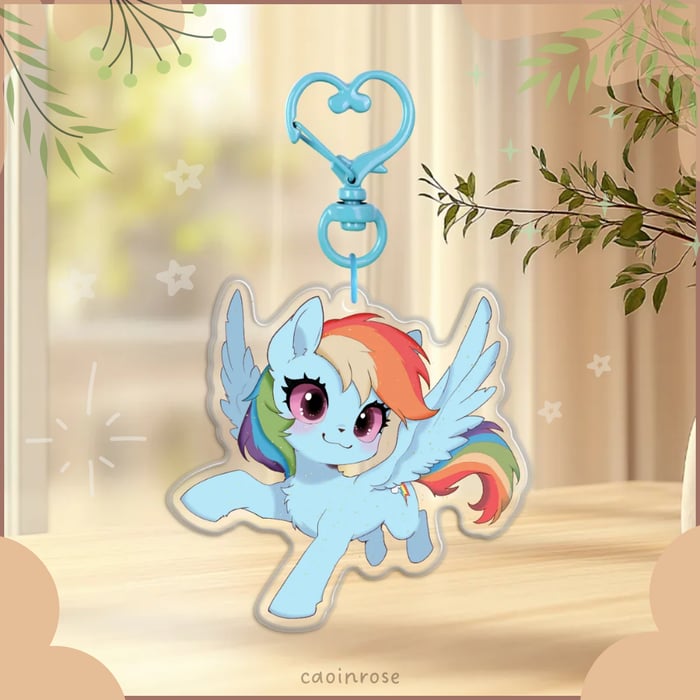 Rainbow Dash Glitter Keychain