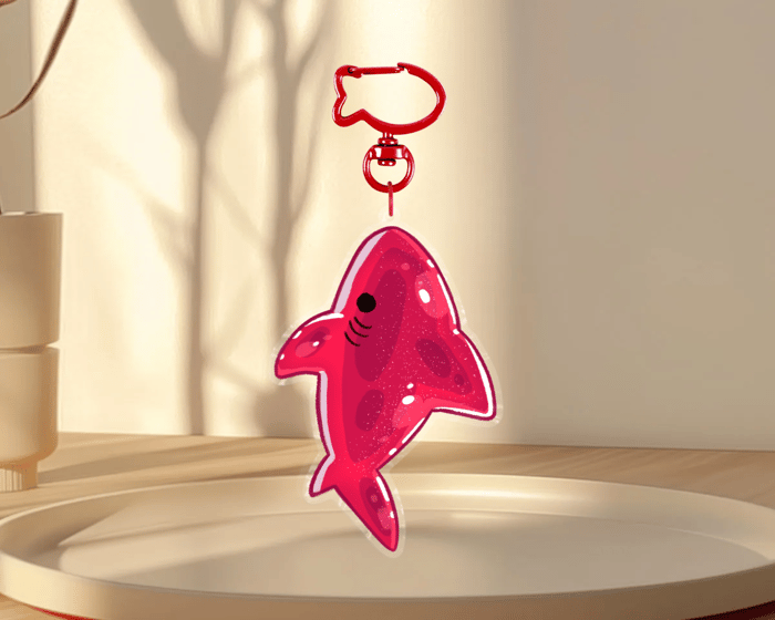 Gummy Shark ripple keychain - CHERRY