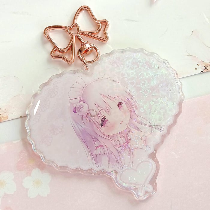 Coquette Heart Holographic Keychain