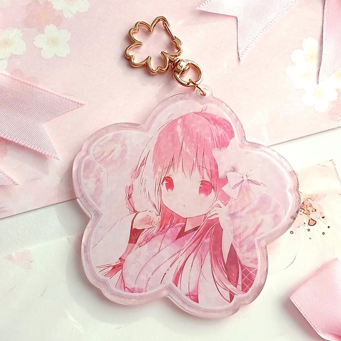 Sakura Blossom Holographic Keychain