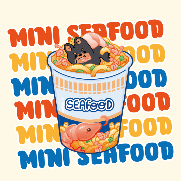 ramen seafood Rainbow Acrylic Rounding Keychains