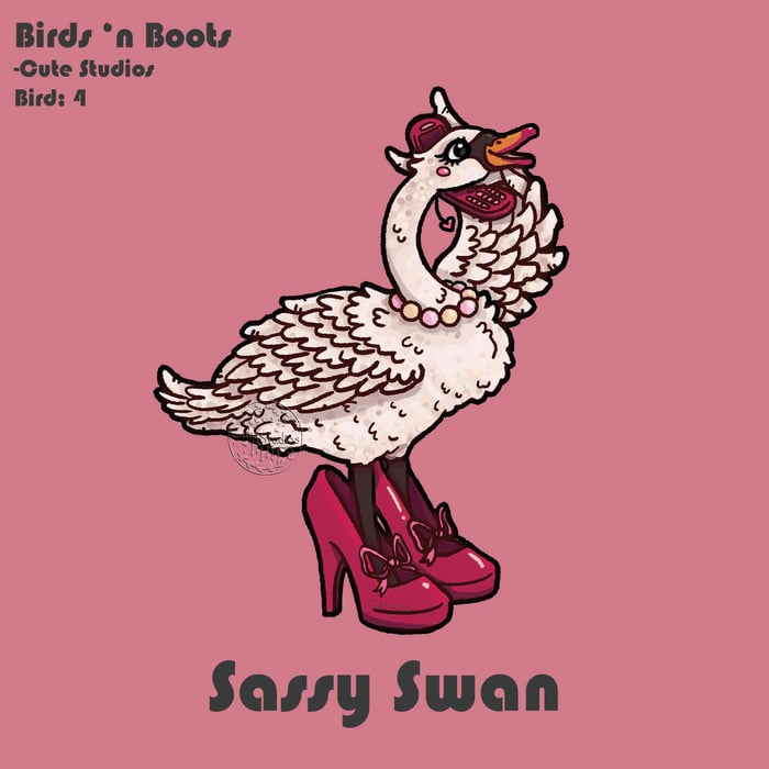 B04 Sassy Swan Vinyl Stickers
