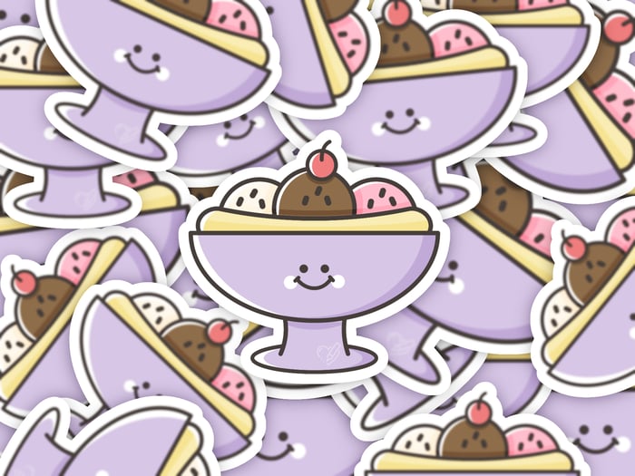 Cute Banana Split Vinyl Sticker