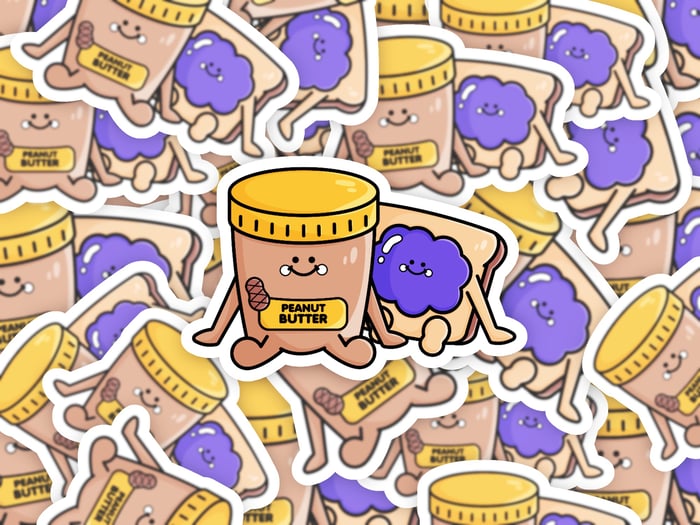 Peanut Butter and Jelly Friends Vinyl Sticker