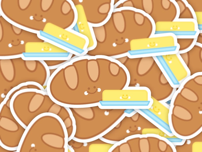 Cute Bread and Butter Vinyl Sticker