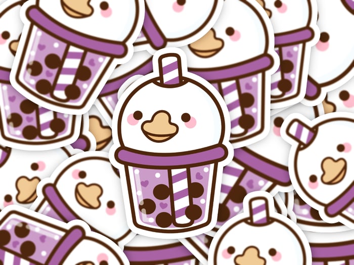 Cute Boba Duck Cup Vinyl Sticker