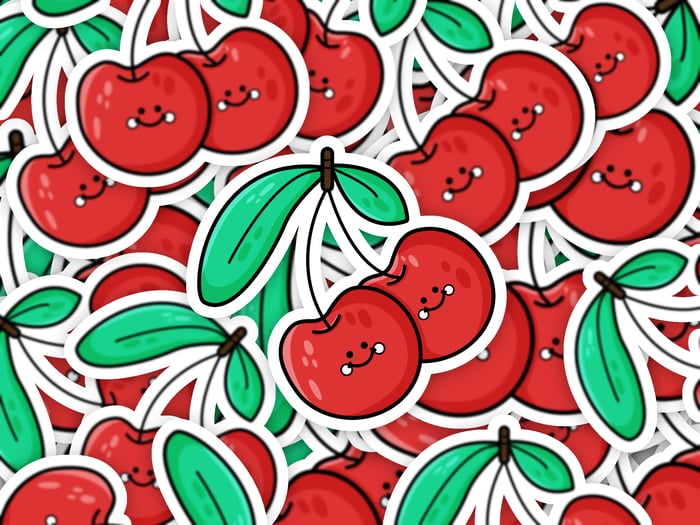 Two Cute Cherries Vinyl Sticker