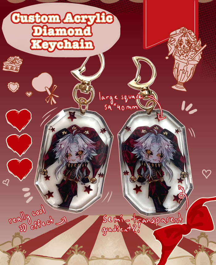 Pierrot Acrylic Diamond Keychain