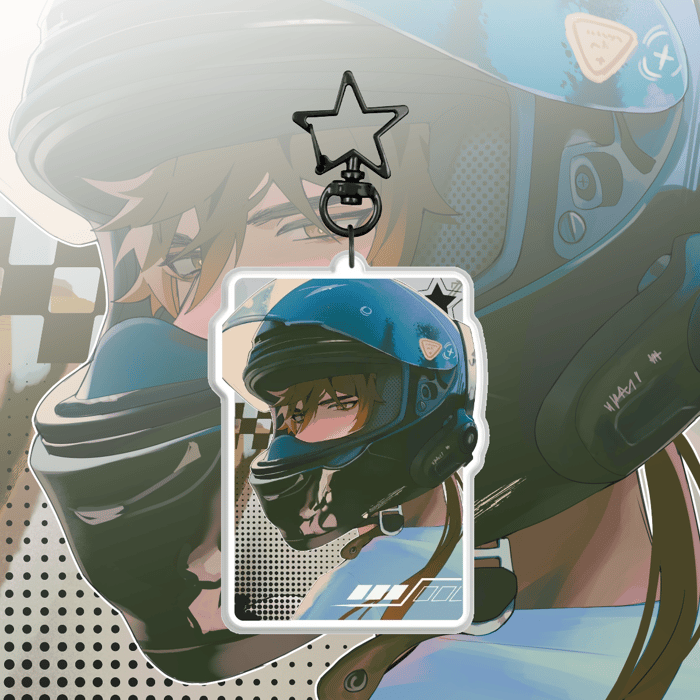 Biker Zhongli Epoxy Keychain