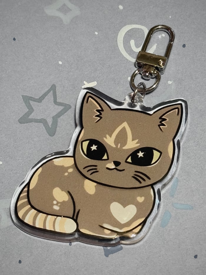 Grey and Cream Dilute Tortoiseshell Cat 2” Double Sided (Same Design) Epoxy Keychain