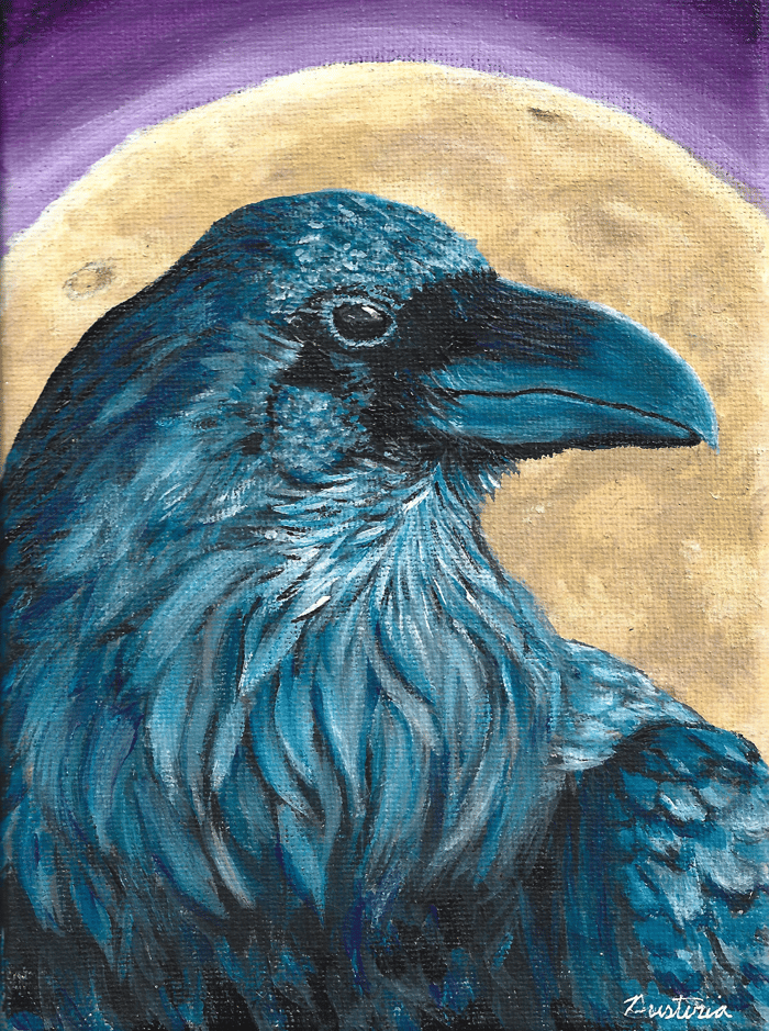 Crow with moon Acrylic Keychain