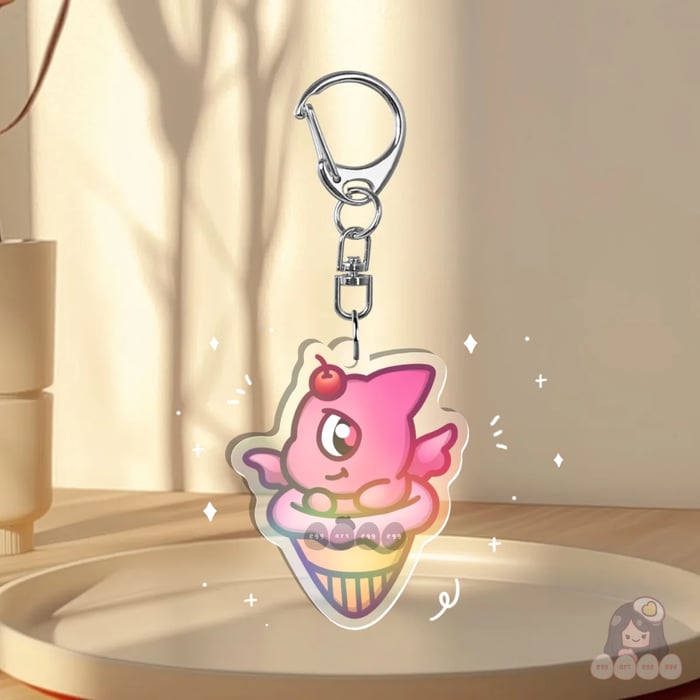 2" Shoyru Ice Cream Cone Iridescent Keychain