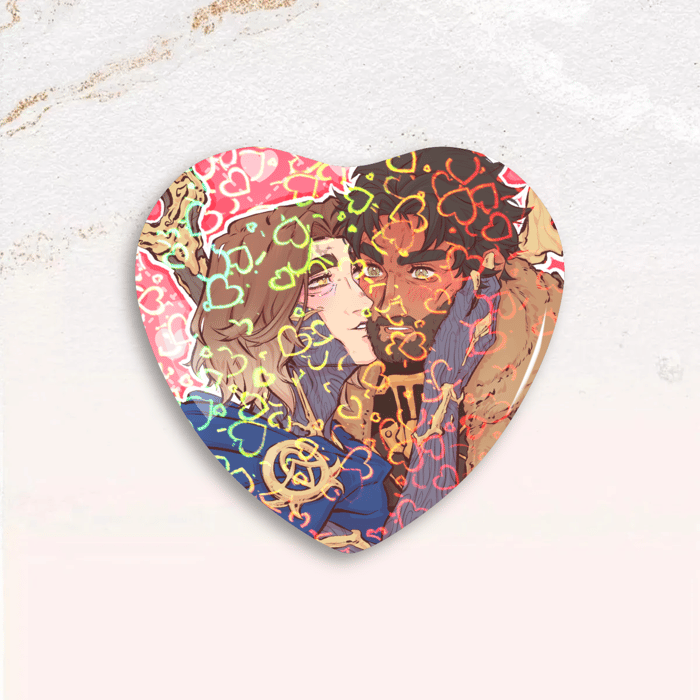 JayVik Kiss holo heart badge