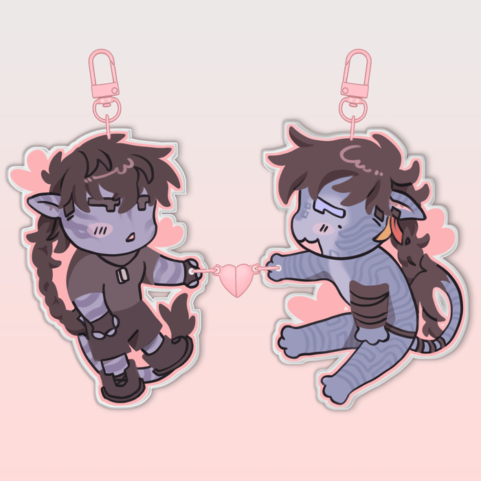 Acrylic Heart-connect Magnetic Keychain VashWood