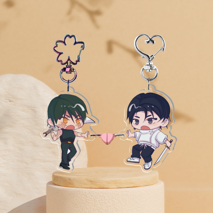 [JJK] YutaMaki Acrylic Heart-connect Magnetic Keychain | Heart to Heart Series