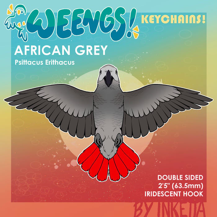 Weengs! African Grey - Clear Acrylic Keychain