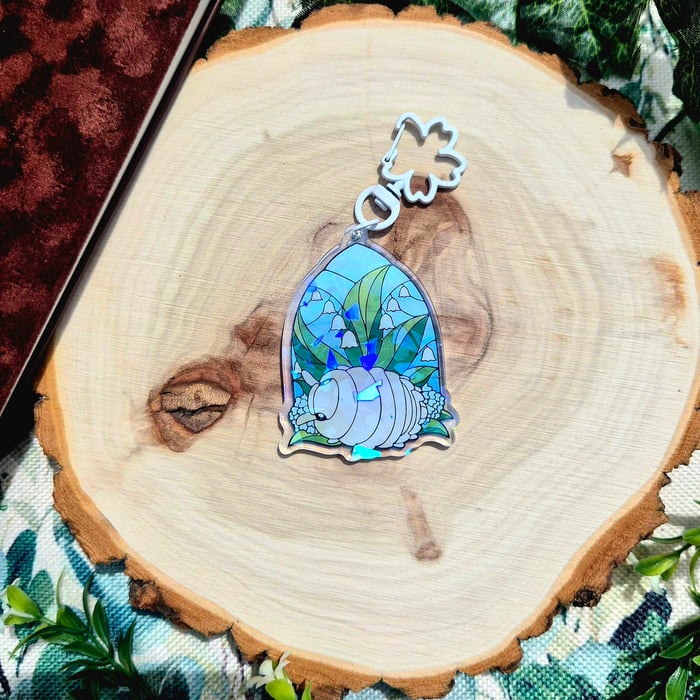 Lily of the Valley Stained Glass Isopod Keychain